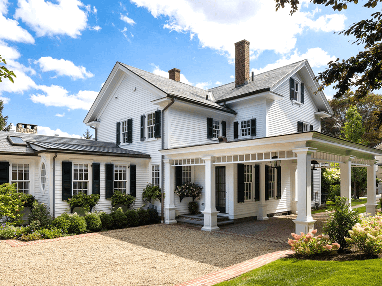 White House With Dark Shutters Beautiful Contrast Or Too Contradictory   Black Louvered Shutters On White Home Exterior 6 